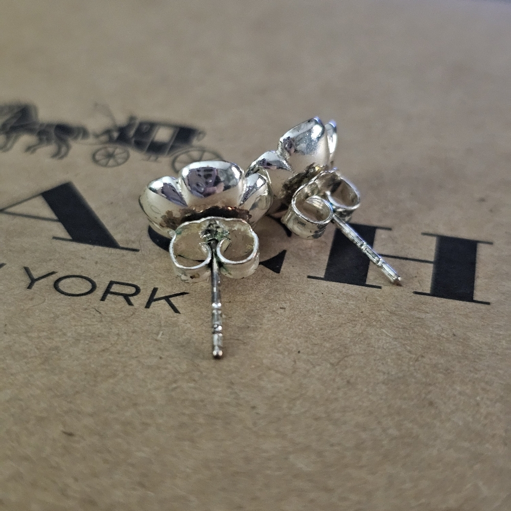 Coach Silvertone Tea Rose Stud - Picture 3 of 4